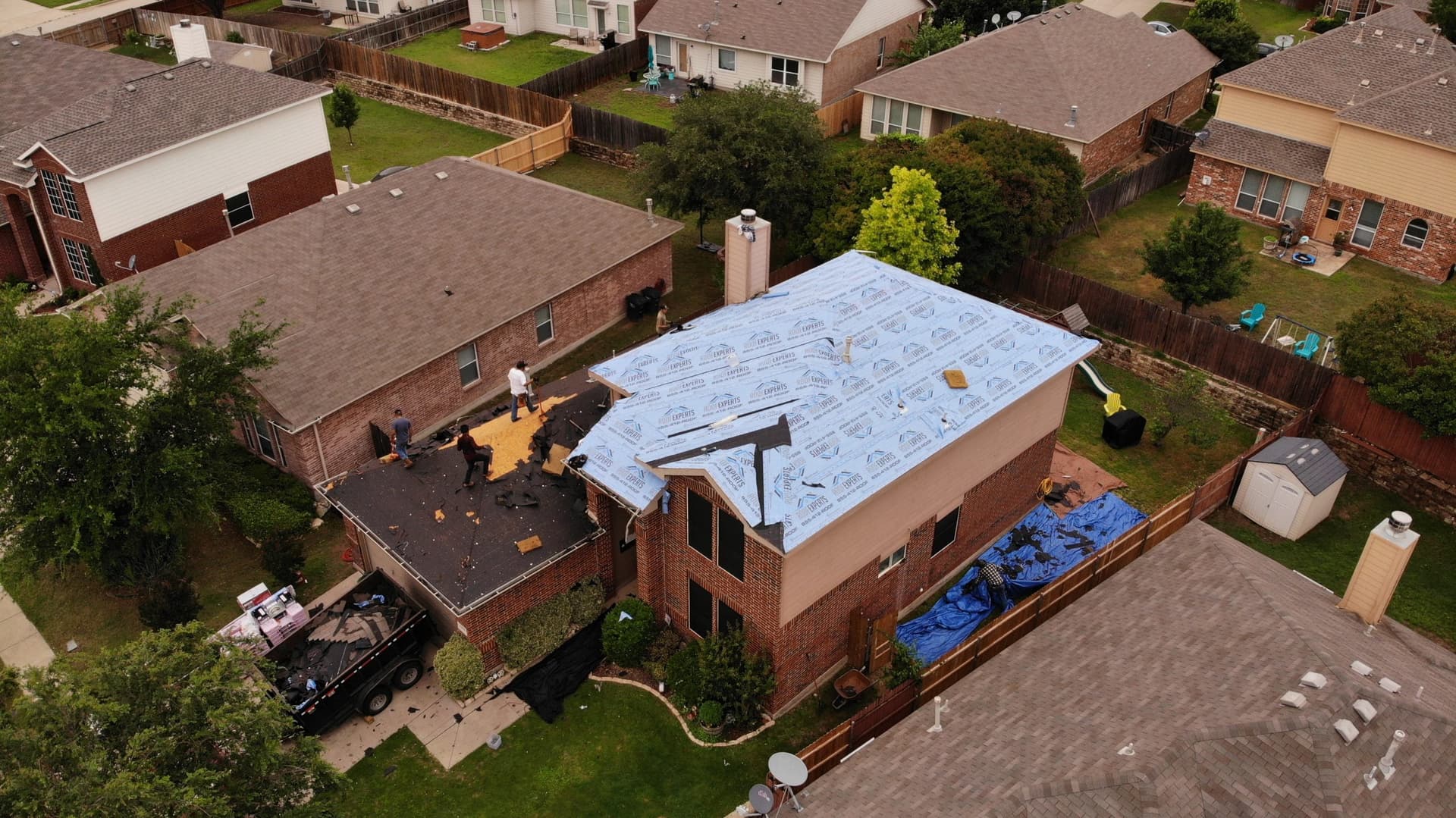 Synthetic underlayment laid and ready for shingle installation